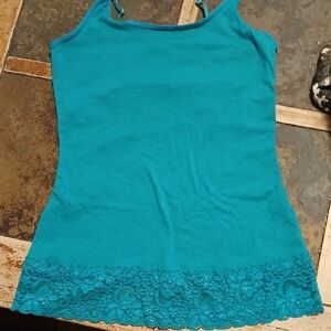 Energie Teal Camisole with Lace Hem